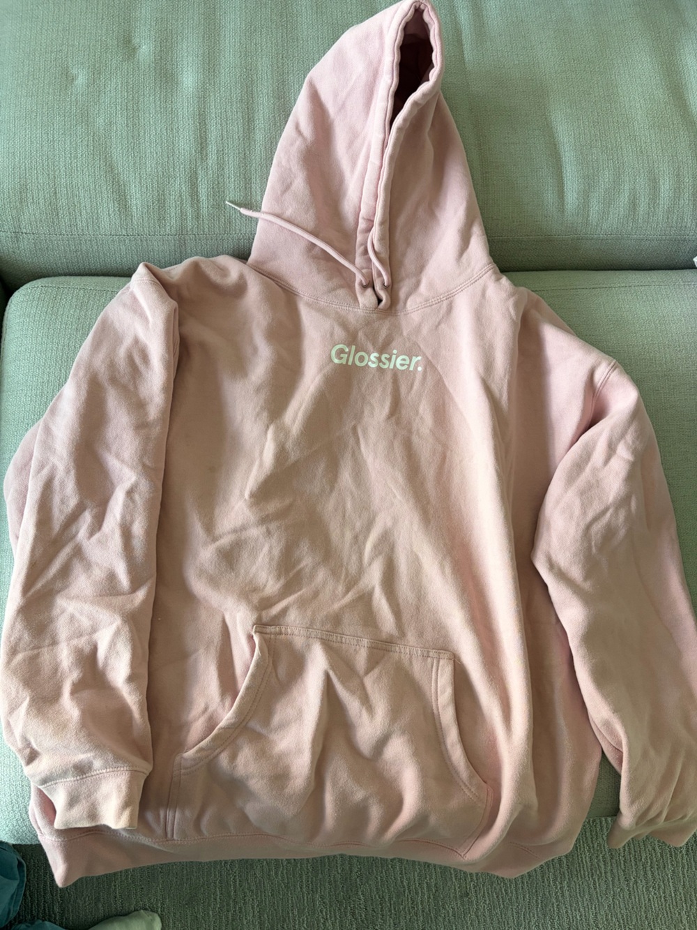 Glossier Pale Pink Logo Pullover Hoodie